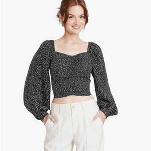 A New Day Black and White Polka Dot Women's Top- XL